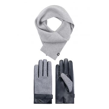 Set de esarfa din amestec de lana si manusi de piele ecologica