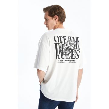 Tricou din bumbac cu imprimeu text