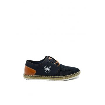 Mocasini cu siret bleumarin barbati cu material textil plasa Mocasini cu siret bleumarin barbati cu material textil plasa