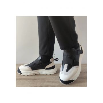 Pantofi Barbati  8326 Negri + Off White - Black + Off White