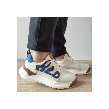 Pantofi Casual Barbati  10001 Albi + Albastru - Alb + Albastru