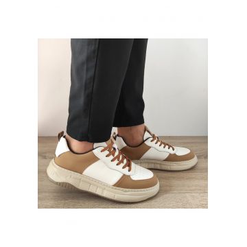 Pantofi Casual Barbati  8268 Cream Cu Taupe - Cream Cu Taupe