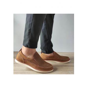 Pantofi Perforati Barbati  Z1248703-5 Taupe - Taupe