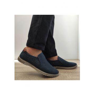 Pantofi Perforati Casual Barbati  F15431-5 Albastri Jeans - Albastru