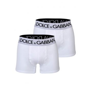 Set de boxeri cu banda logo in talie - 2 perechi - Alb