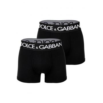 Set de boxeri cu banda logo in talie - 2 perechi - Negru