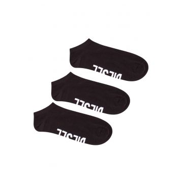 Set de sosete scurte unisex cu logo - 3 perechi - Negru