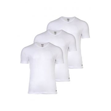 Set de tricouri cu decolteu in V Michael - 3 piese - Alb