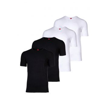 Set de tricouri cu decolteu rotund - 4 piese - Alb/Negru