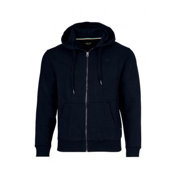 Hanorac cu fermoar si maneci lungi - Albastru inchis