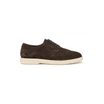 Pantofi derby de piele intoarsa cu perforatii
