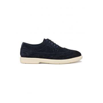 Pantofi derby de piele intoarsa cu perforatii