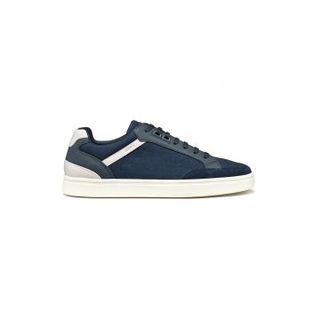 Pantofi sport de piele ecologica si material textil cu logo