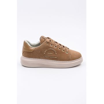 Pantofi sport din piele nabuc cu logo metalic