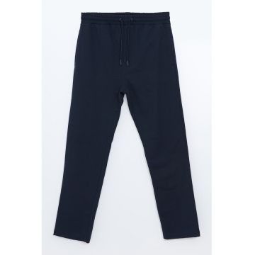 Pantaloni cu model uni si snur de ajustare in talie