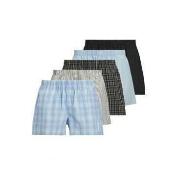 Set de boxeri din bumbac - 5 perechi - Negru/Gri/Albastru