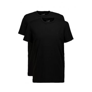 Set de tricouri cu decolteu la baza gatului - uni - 2 piese - Negru