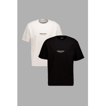 Set de tricouri de bumbac cu decolteu la baza gatului - 2 piese