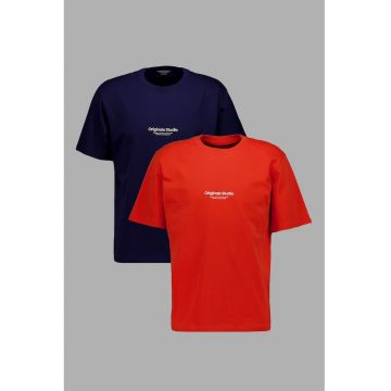 Set de tricouri de bumbac cu decolteu la baza gatului - 2 piese