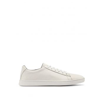 Pantofi din piele cu model uni - Alb