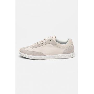 Pantofi sport de material textil cu garnituri de piele intoarsa