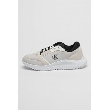 Pantofi sport wedge de piele cu logo