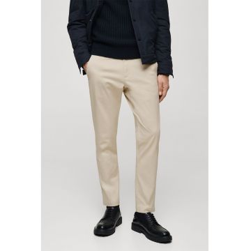 Pantaloni crop chino cu croiala conica - Bej deschis