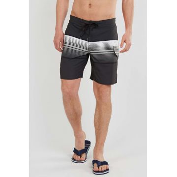 Pantaloni scurti de baie cu model in dungi Salimu - Alb/Gri antracit