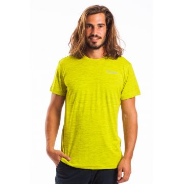 Tricou cu decolteu la baza gatului si imprimeu logo discret Tech - Galben