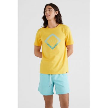 Tricou de bumbac organic cu imprimeu grafic si logo Diamond - Galben