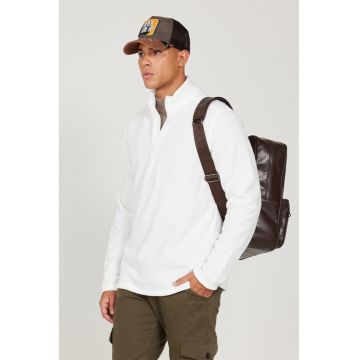 Bluza de trening de fleece cu fenta cu fermoar - Alb