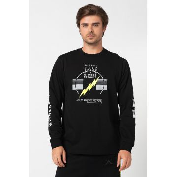 Bluza sport cu imprimeu grafic - Negru/Alb -