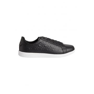 Pantofi sport de piele cu monograme stantate - Negru