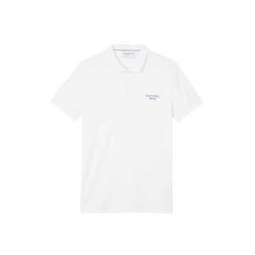 Tricou polo slim fit cu detaliu cu logo - Alb optic