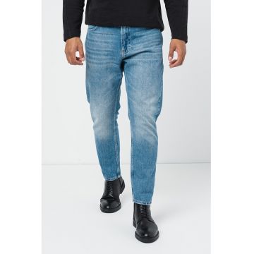 - Blugi drepti cu aspect decolorat - Albastru deschis