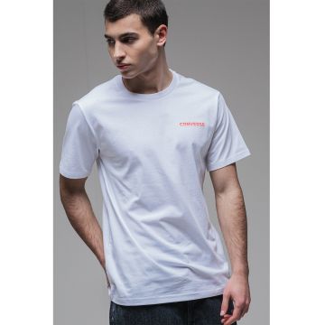 Tricou cu decolteu la baza gatului cu imprimeu pe spate