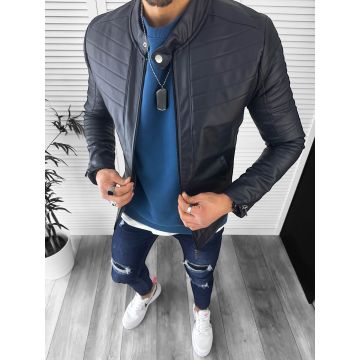 Geaca barbati bleumarin piele ecologica B2805