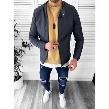 Geaca barbati bleumarin piele ecologica B2948 T2-1