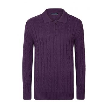 Pulover polo cu model torsade