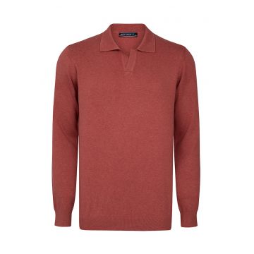 Pulover polo de bumbac cu model uni