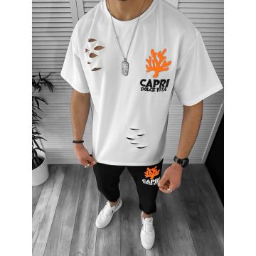 Trening barbati alb/negru pantaloni + tricou oversize 13029 U5-2 P20-4.1