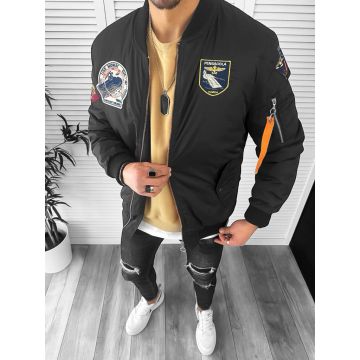 Geaca barbati de primavara cu stikere   neagra 13026 57-4