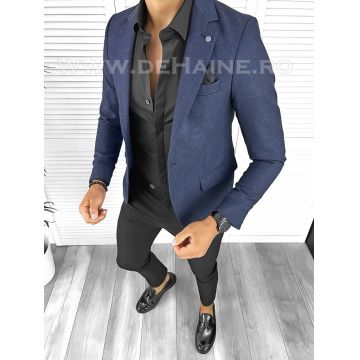 Sacou barbati slim fit bleumarin B8306 D3-3.1