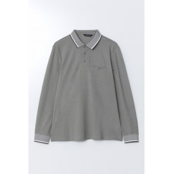Bluza polo cu buzunar pe piept