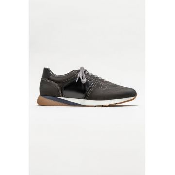 Pantofi sport din piele nabuc cu garnituri din piele