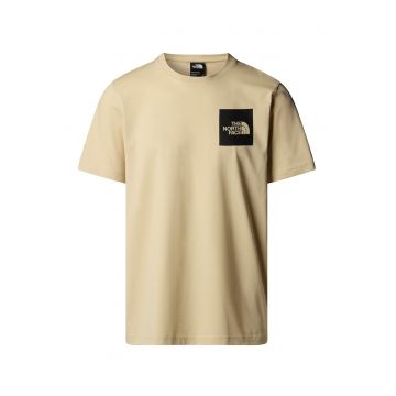 Tricou cu decolteu la baza gatului si logo pe piept - Bej inchis