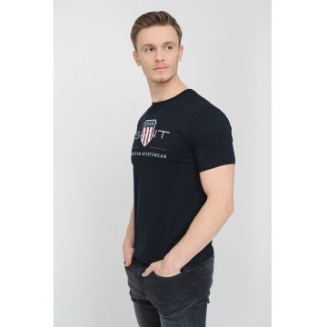 Tricou din bumbac cu model logo - Negru/Gri deschis/Alb murdar