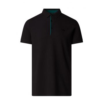 Tricou polo slim fit cu logo brodat - Negru