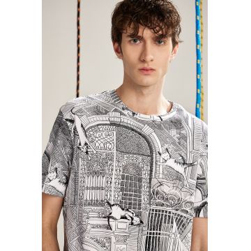 Medicine tricou din bumbac barbati, culoarea alb, modelator