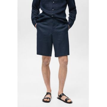 Pantaloni scurti din in cu buzunare